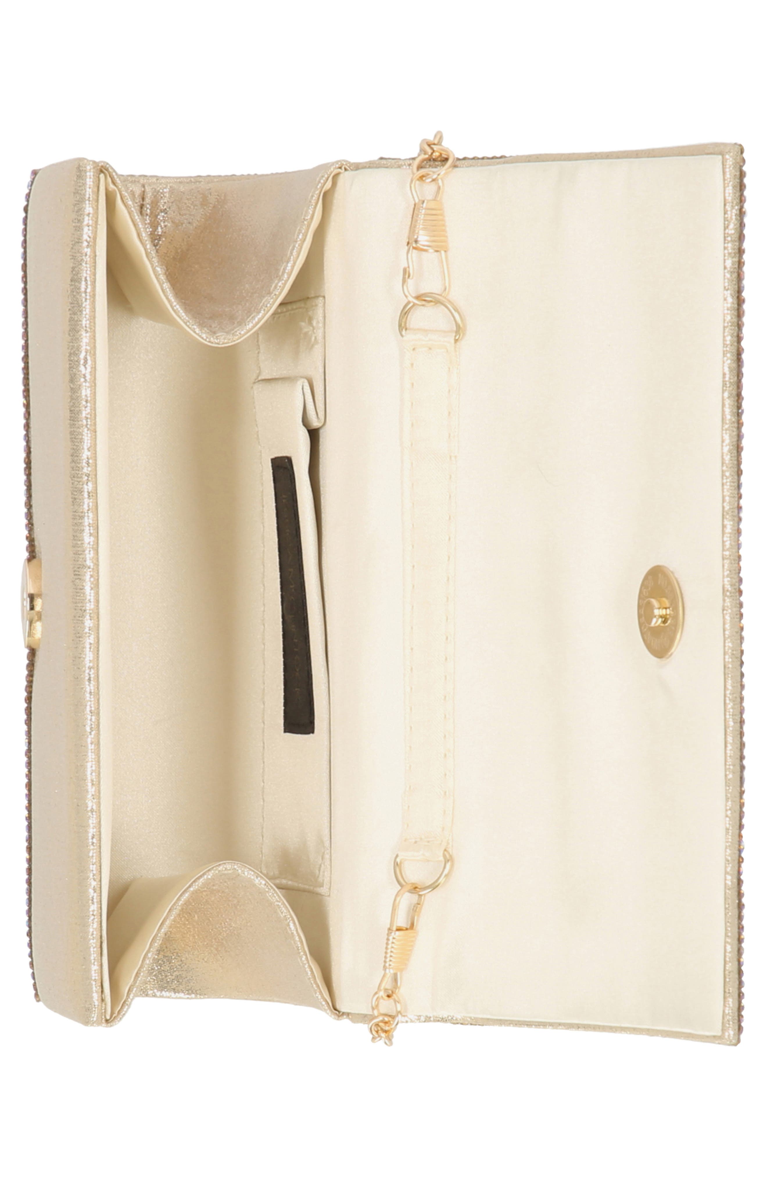 Alexis Rhinestone Crossbody Clutch, Alternate, color, HONEY