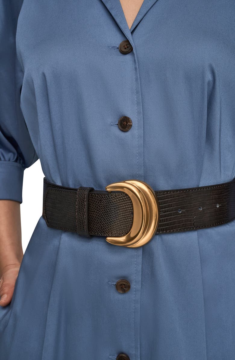 Donna Karan New York Belted Stretch Cotton Shirtdress, Alternate, color, Tempest/ Dusk/ Nightfall