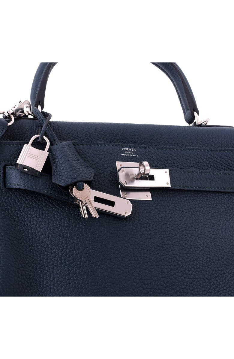 Pre-Owned Hermes Kelly Handbag Green Clemence with Palladium Hardware 28, Alternate, color, Vert Cypress