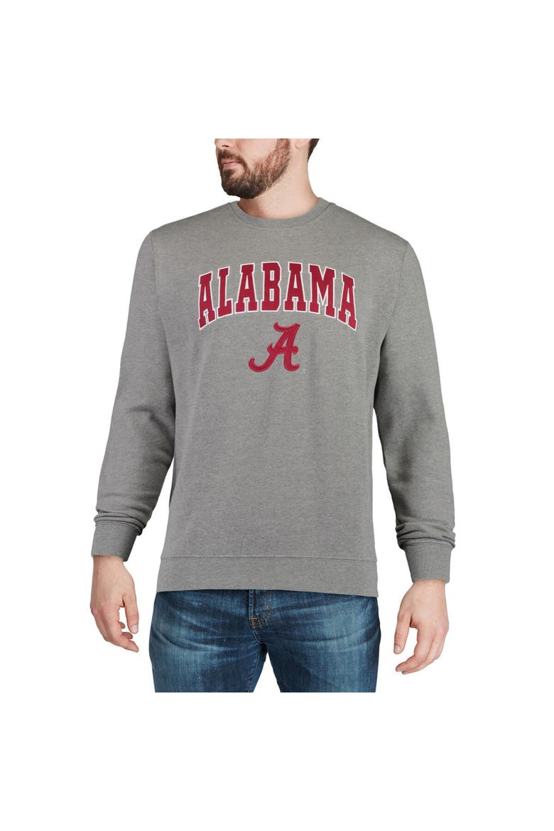 Men's Colosseum Heathered Gray Alabama Crimson Tide Arch & Logo Crew Neck Sweatshirt, Alternate, color, Heather Gray