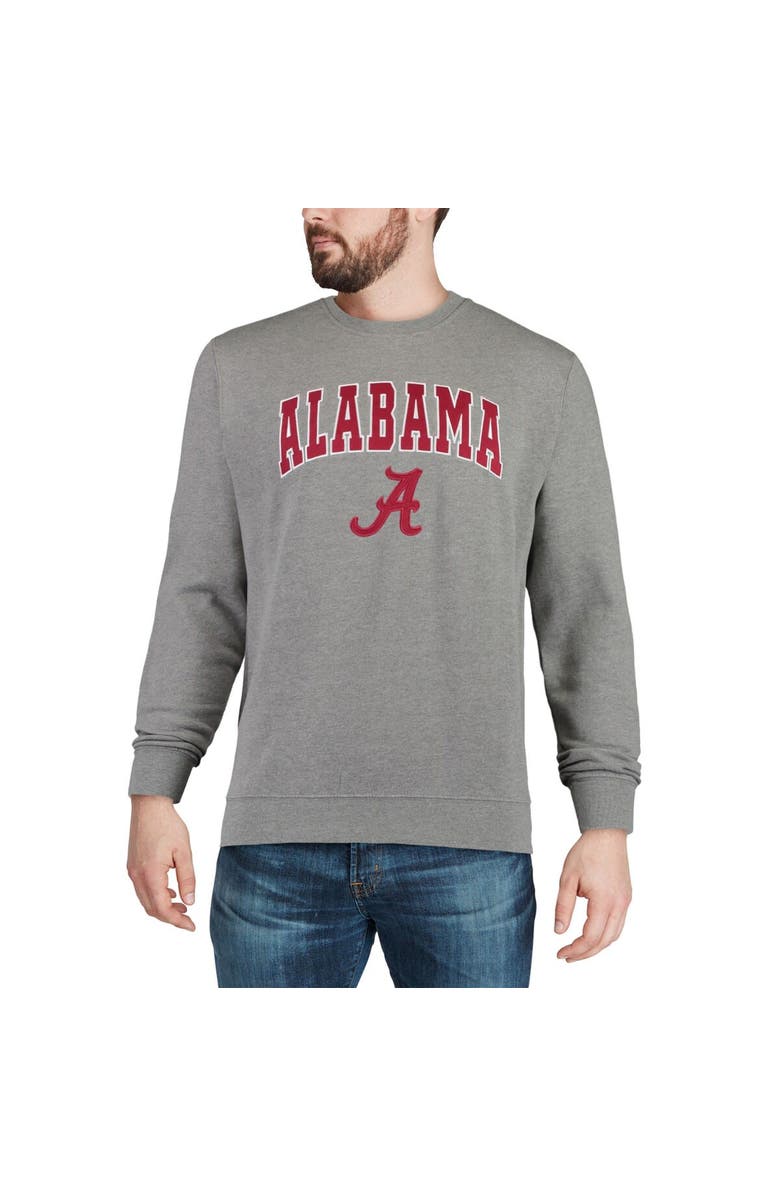 COLOSSEUM Men's Colosseum Heathered Gray Alabama Crimson Tide Arch & Logo Crew Neck Sweatshirt, Alternate, color, Heather Gray