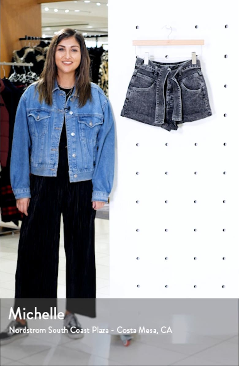 Illou Tie Waist Denim Shorts, sales video thumbnail