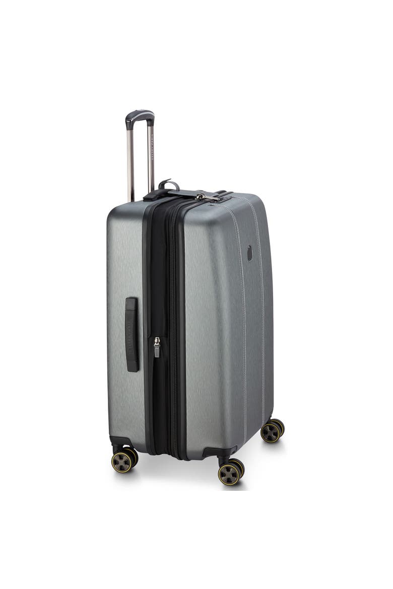 Cadence Hardside Expandable 24" Medium Checked Spinner Luggage, Alternate, color, Brushed Silver
