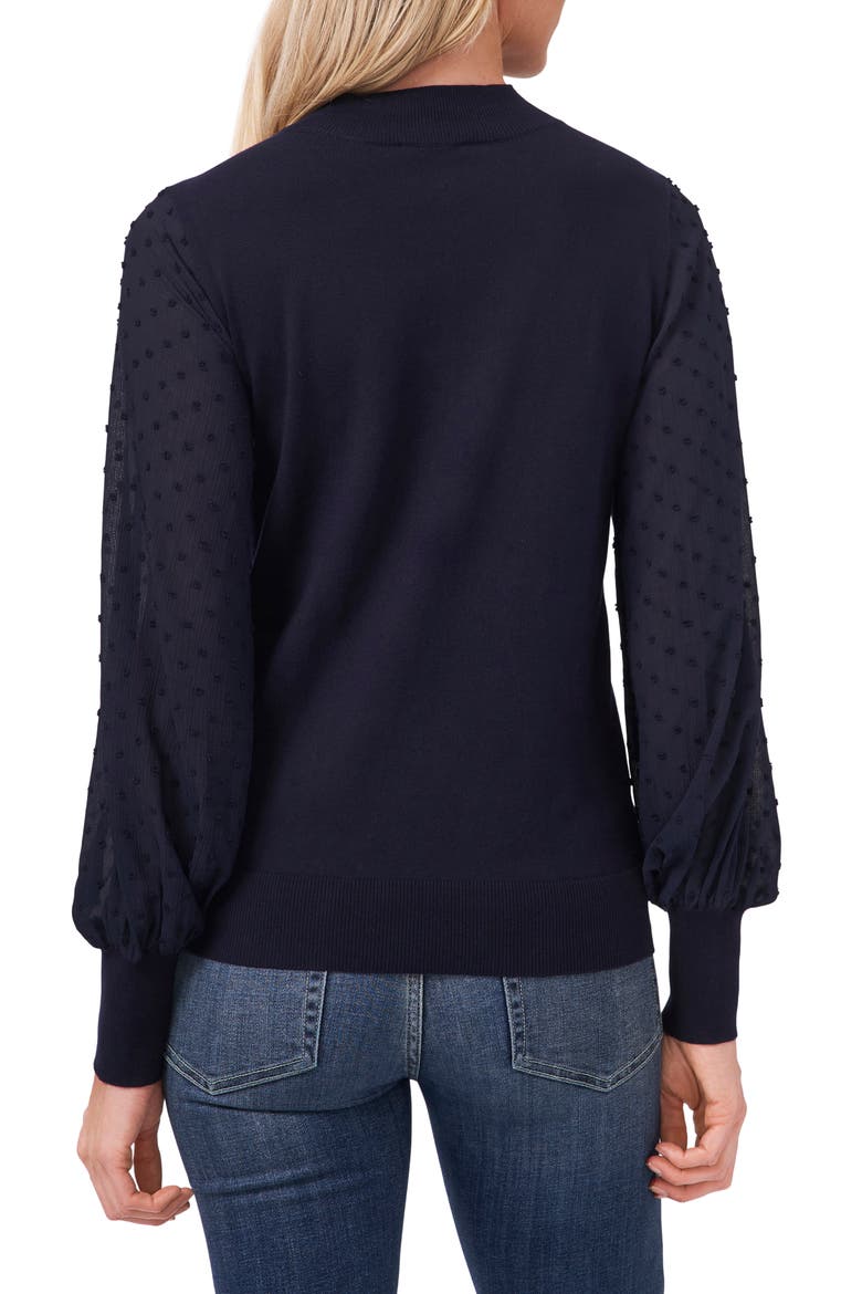 Clip Dot Sleeve Sweater, Alternate, color, CAVIAR