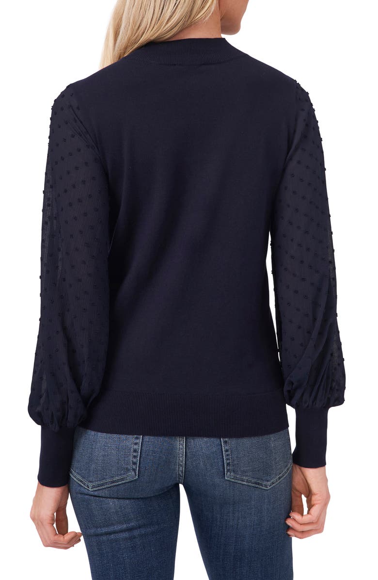 CeCe Clip Dot Sleeve Sweater, Alternate, color,