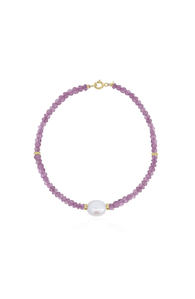 The Lovery Fine Jewelry Amethyst Bead Pearl Bracelet, Main, color, Amethyst