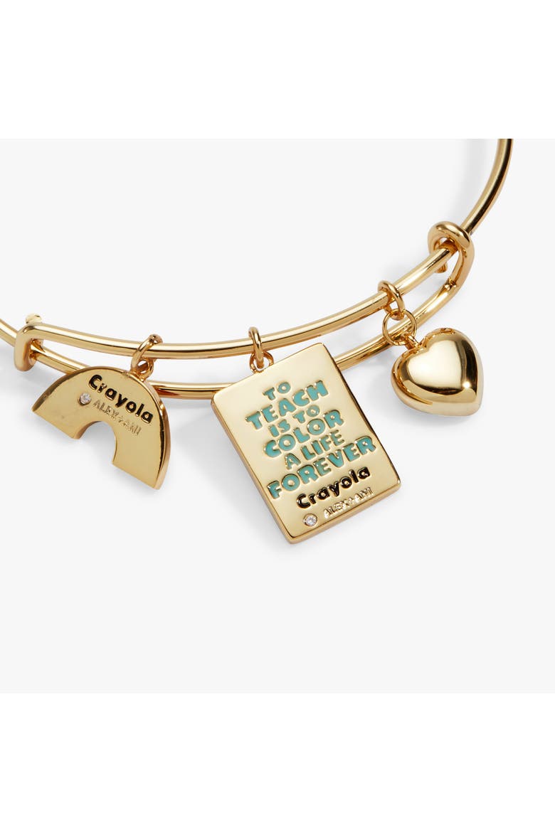 Crayola 'To Teach Is To Color A Life Forever' Multi Charm Bangle, Alternate, color, Gold