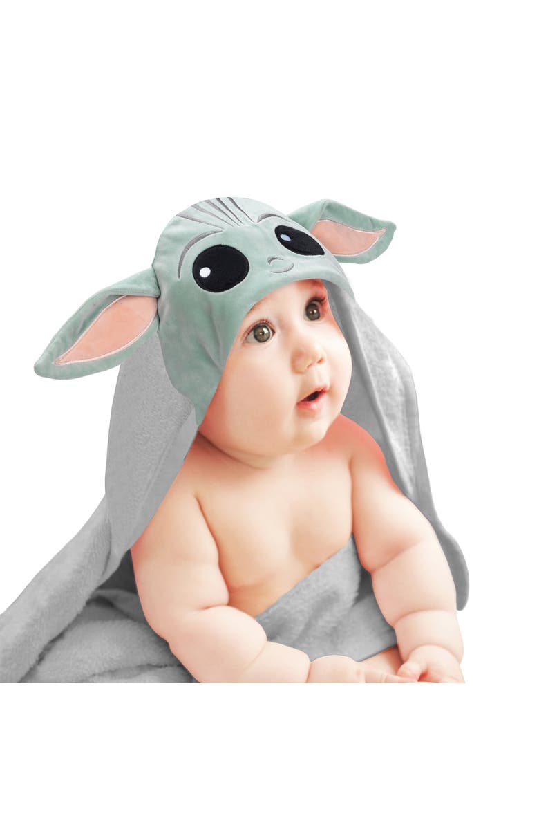 Lambs & Ivy Star Wars The Child/Baby Yoda/Grogu Gray Hooded Baby Bath Towel, Main, color, Gray