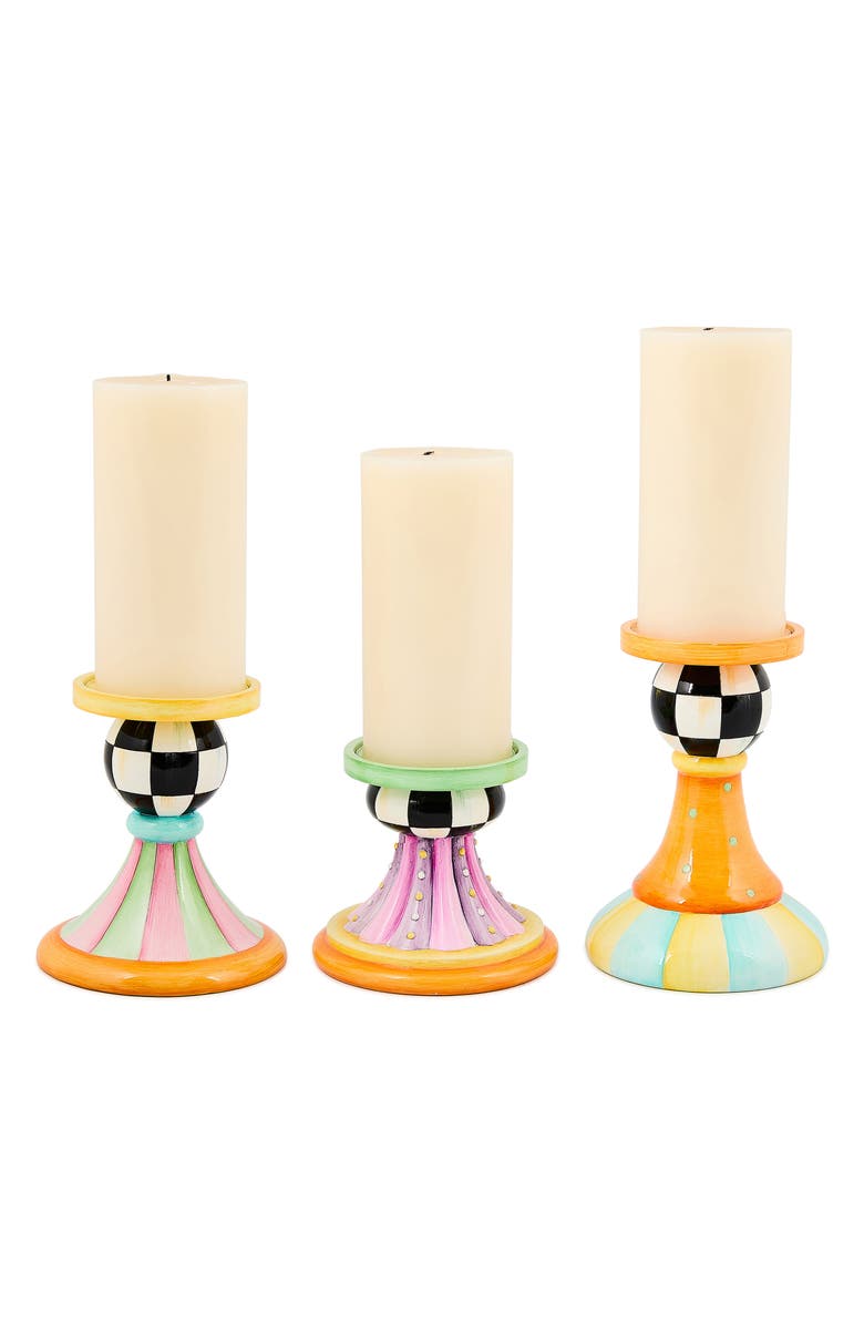 MACKENZIE CHILDS Trick or Treat Set of 3 Pillar Candleholders, Alternate, color,