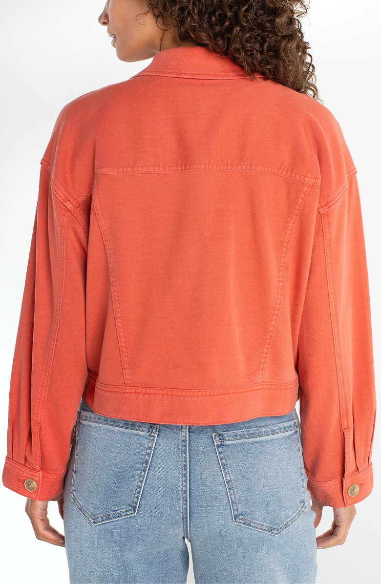 Liverpool Los Angeles Cropped Oversize Denim Jacket, Alternate, color, Red Clay