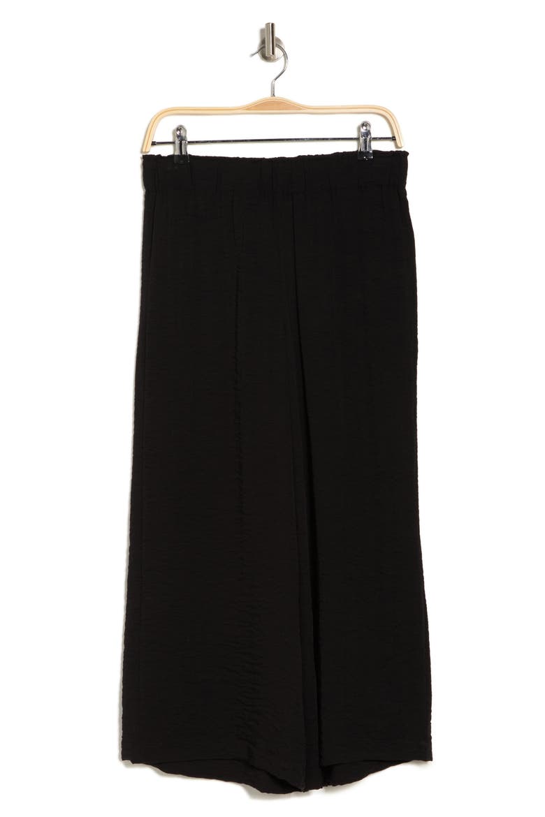 Crinkle Wide Leg Pull-On Pants, Alternate, color, BLACK