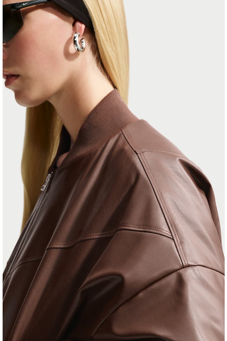 Faux Leather Bomber Jacket, Alternate, color, CACAO WOW/ CACAO WOW