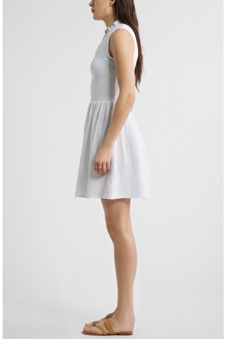 Smock Gauze Minidress, Alternate, color, WHITE