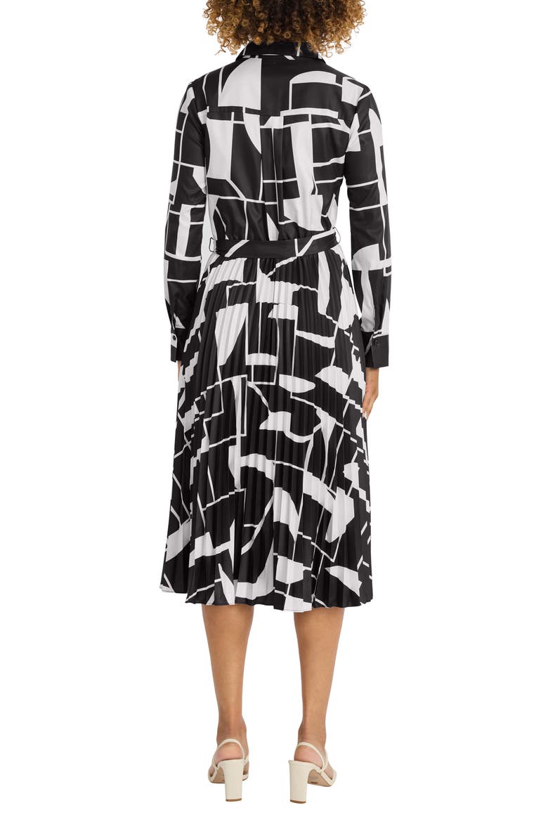 Long Sleeve Midi Shirtdress, Alternate, color, BLACK/ CREAM