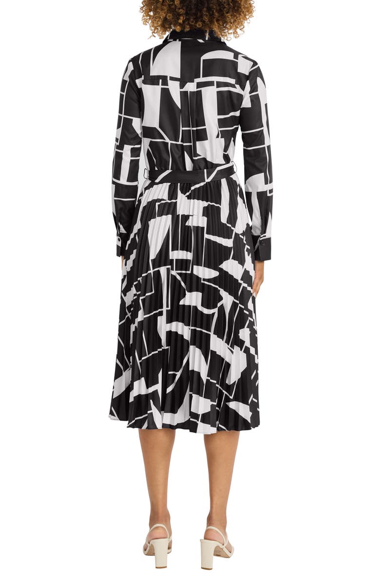 Maggy London Long Sleeve Midi Shirtdress, Alternate, color, Black/ Cream