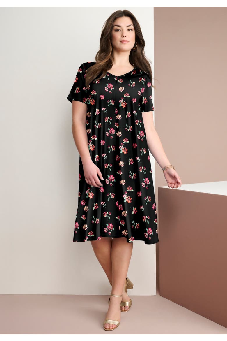 Plus Size Short Sleeve Sleeve Swing Dress, Alternate, color, LAVENDER TIE DYE FLORAL