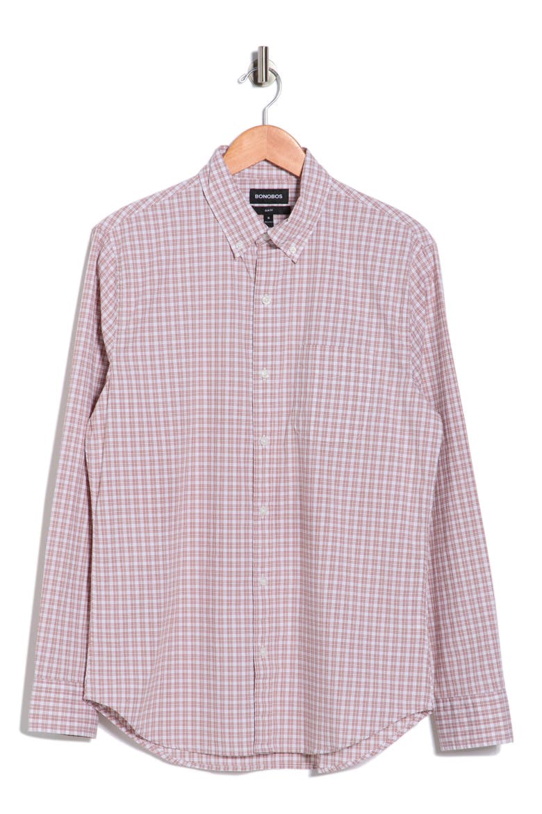 Tigertail Plaid Slim Fit Button Front Shirt, Alternate, color, RUST MINI CHECK