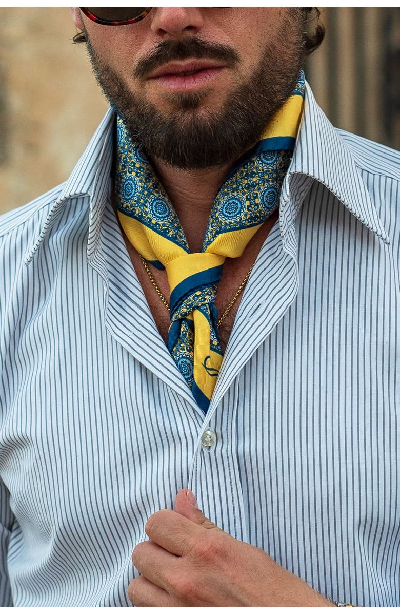 Elizabetta Lucca - Hand Rolled Silk Neckerchief for Men, Alternate, color, Yellow