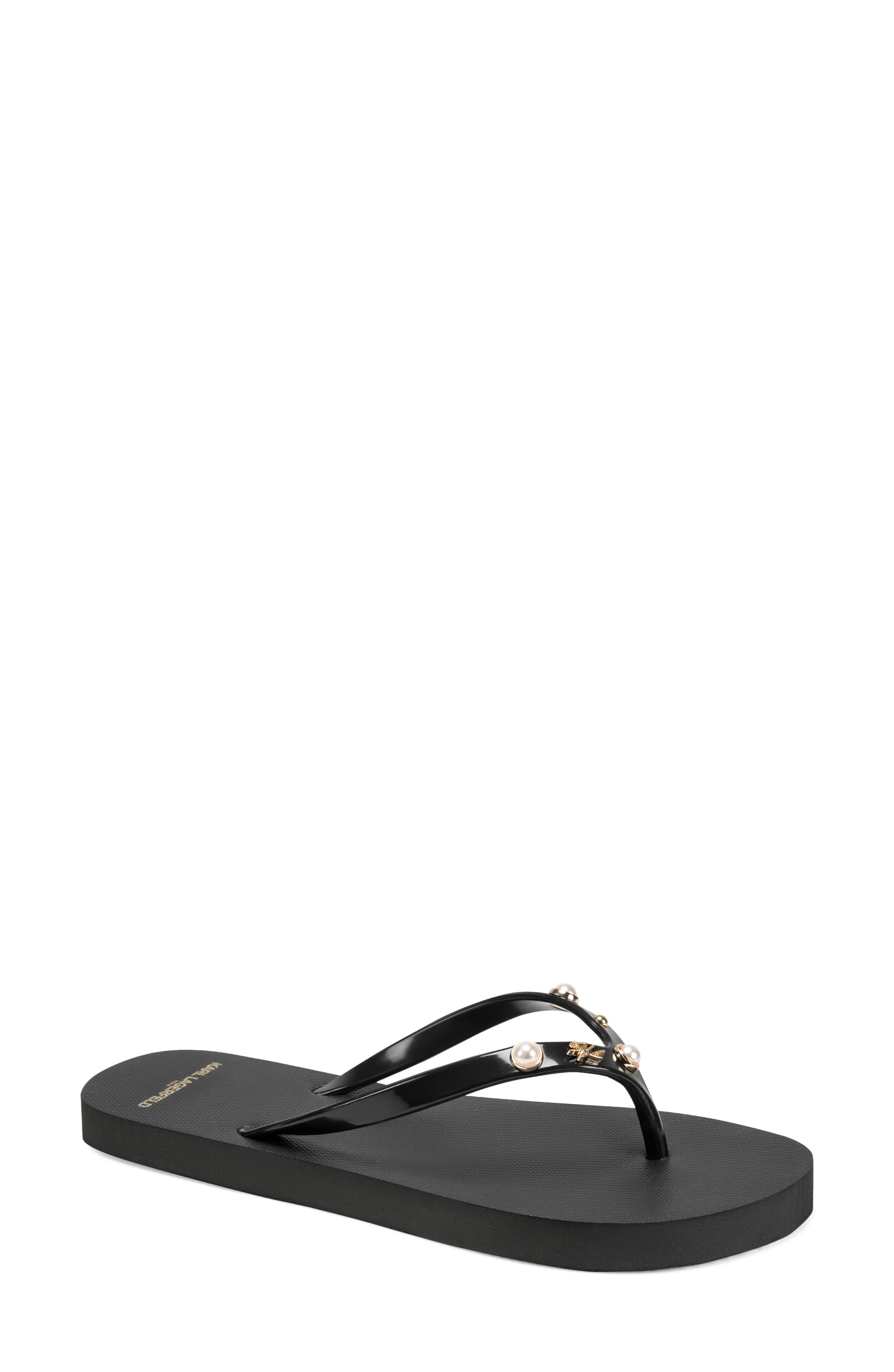 Zimia Pearl Flip Flop, Main, color, BLACK