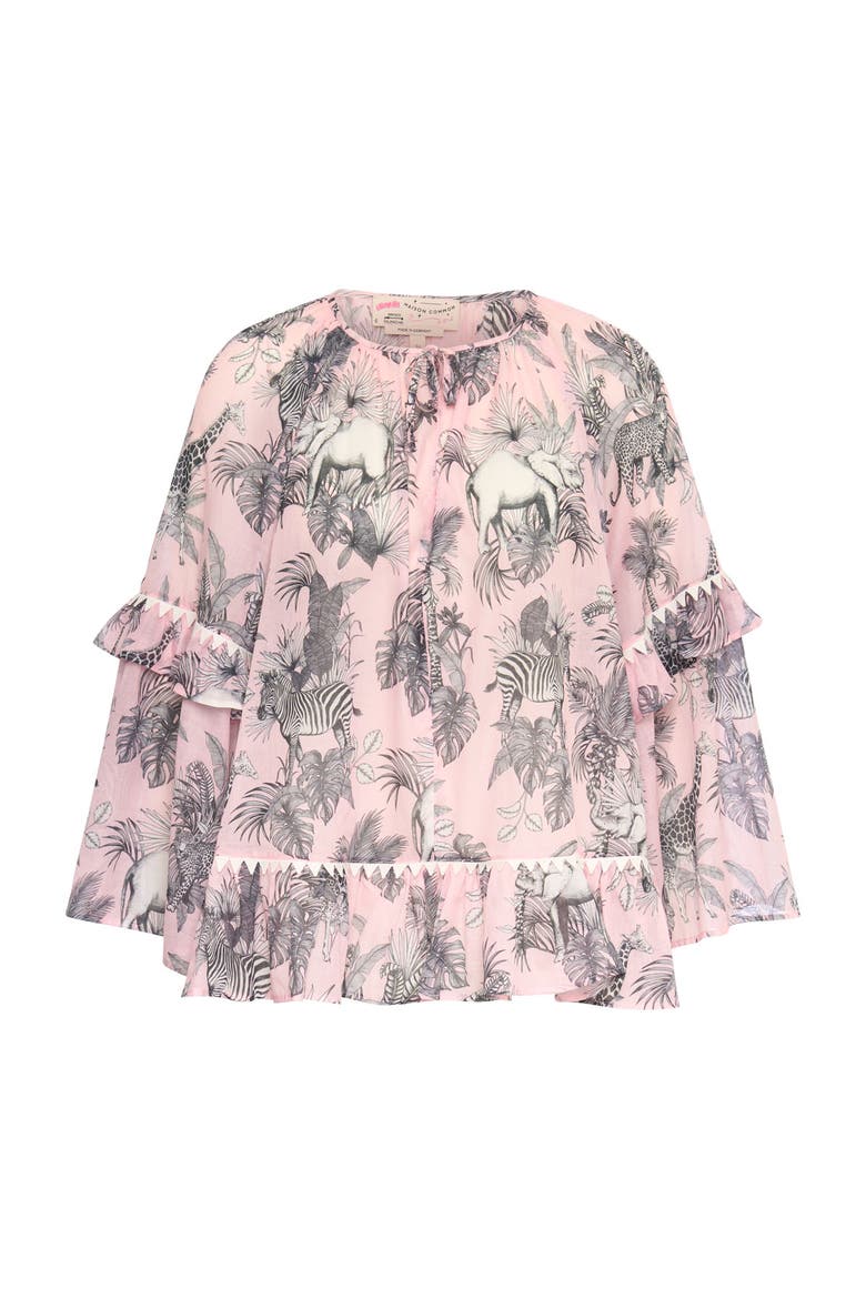 Printed Batist Blouse With Ruffles, Main, color, Powder Rose