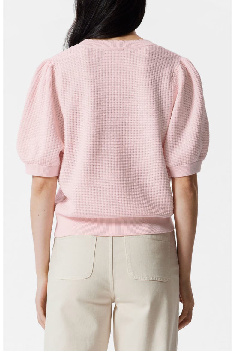 Scalloped Detail Puff Sleeve Cotton Sweater, Alternate, color, PINK DUSTY LIGHT