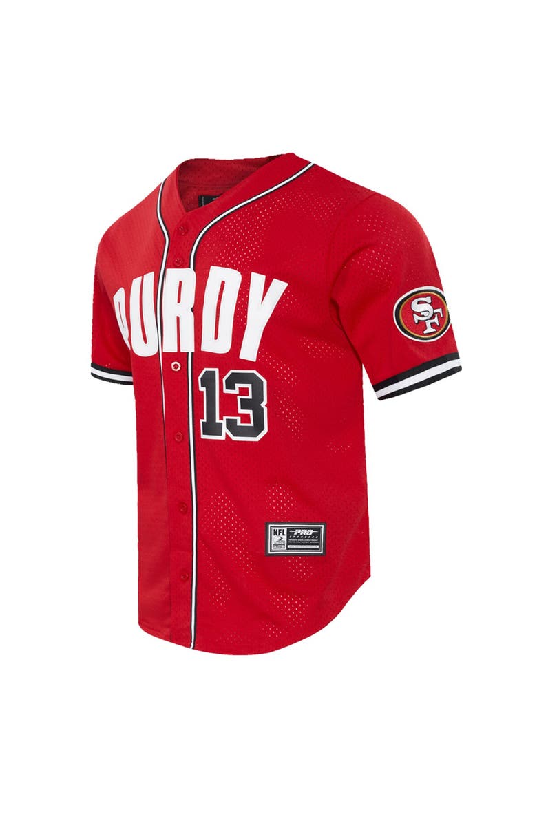 PRO STANDARD Men's Pro Standard Brock Purdy Scarlet San Francisco 49ers Mesh Button-Up Baseball Jersey, Alternate, color, Scarlet