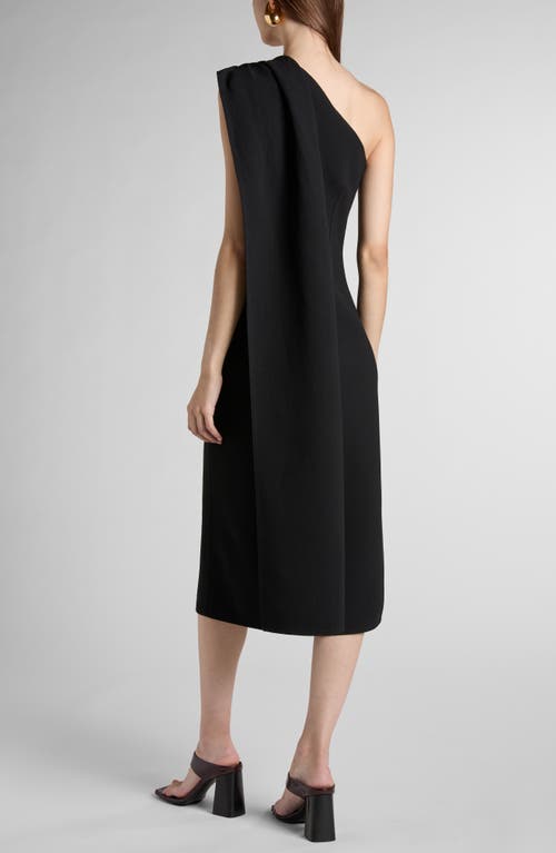 Shop Bottega Veneta Knot Detail Draped One Shoulder Crepe Dress In Black
