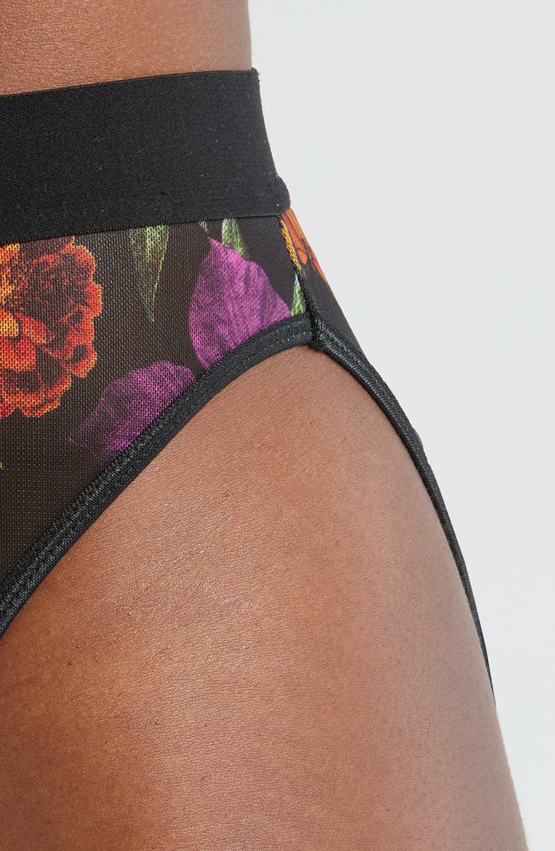 KILO BRAVA Floral High Cut Mesh Briefs, Alternate, color, Botanical Garden