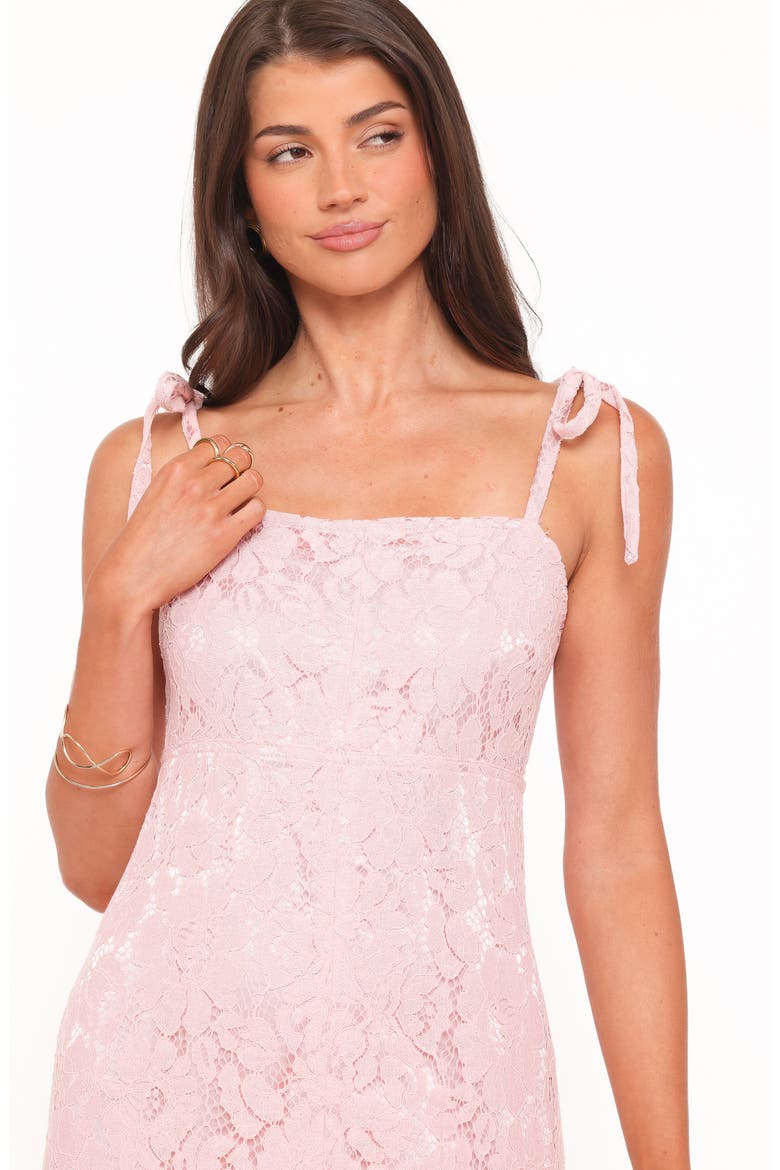 Nicolette Lace Tie Strap Maxi Dress, Alternate, color, PINK