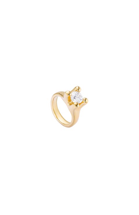 18K Gold-Plated Ring With White Cubic Zirconia