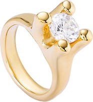 UNODE50 18K Gold-Plated Ring With White Cubic Zirconia