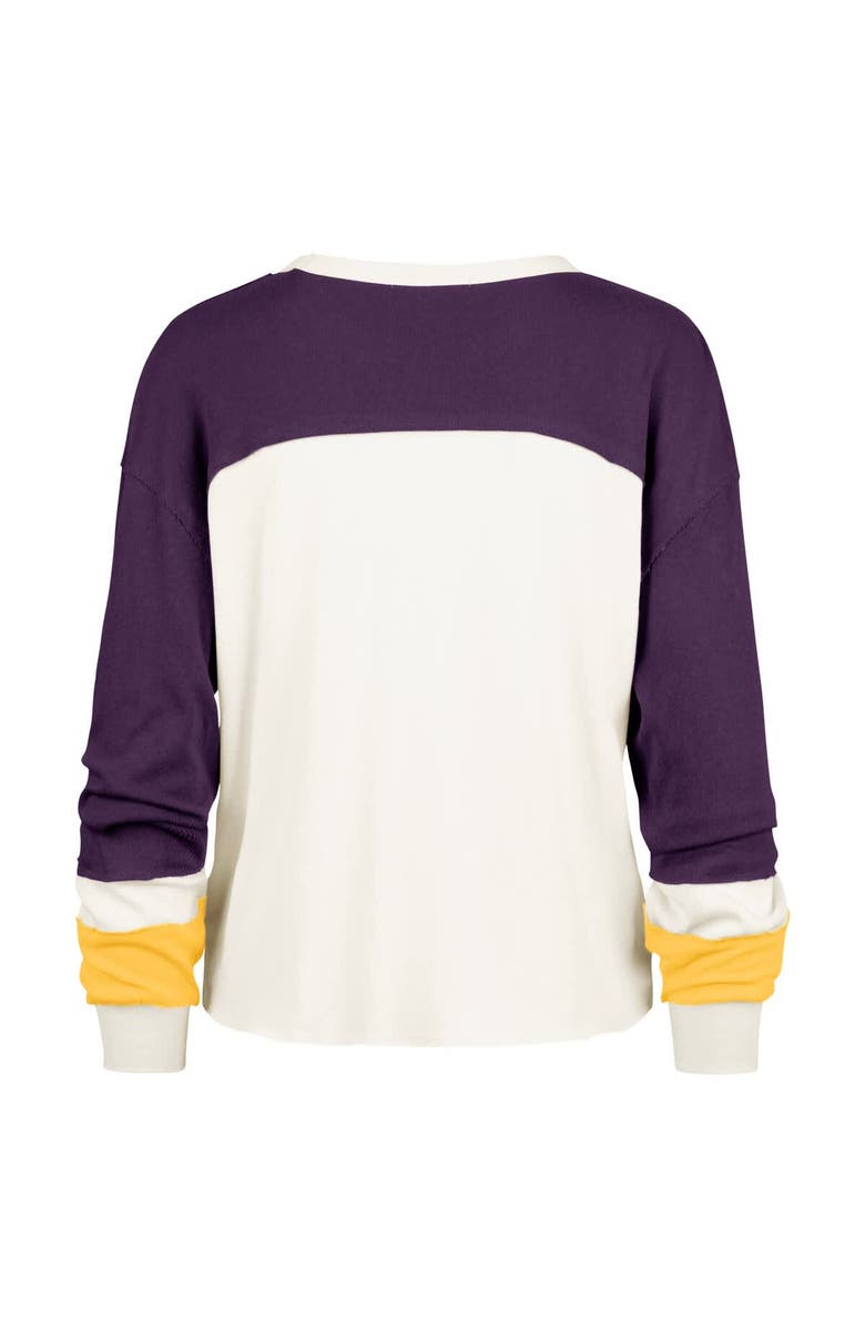 '47 Women's '47 Cream LSU Tigers Double Header Curve Raglan Long Sleeve T-Shirt, Alternate, color,