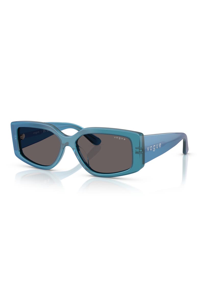55mm Rectangular Sunglasses, Alternate, color, BLUE
