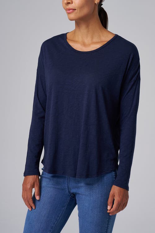 Franne Golde Slub Jersey Relaxed Long Sleeve Tee In Blue