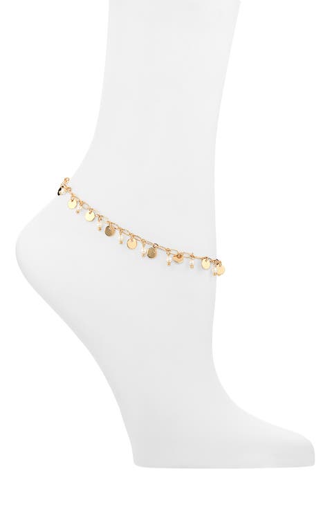 Faux Pearl & Coin Charm Anklet
