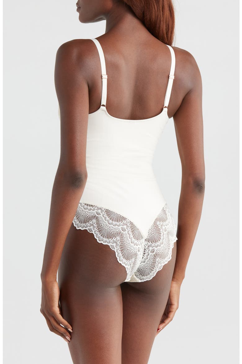 Sculpting Lace Shapewear Bodysuit, Alternate, color, WHITE