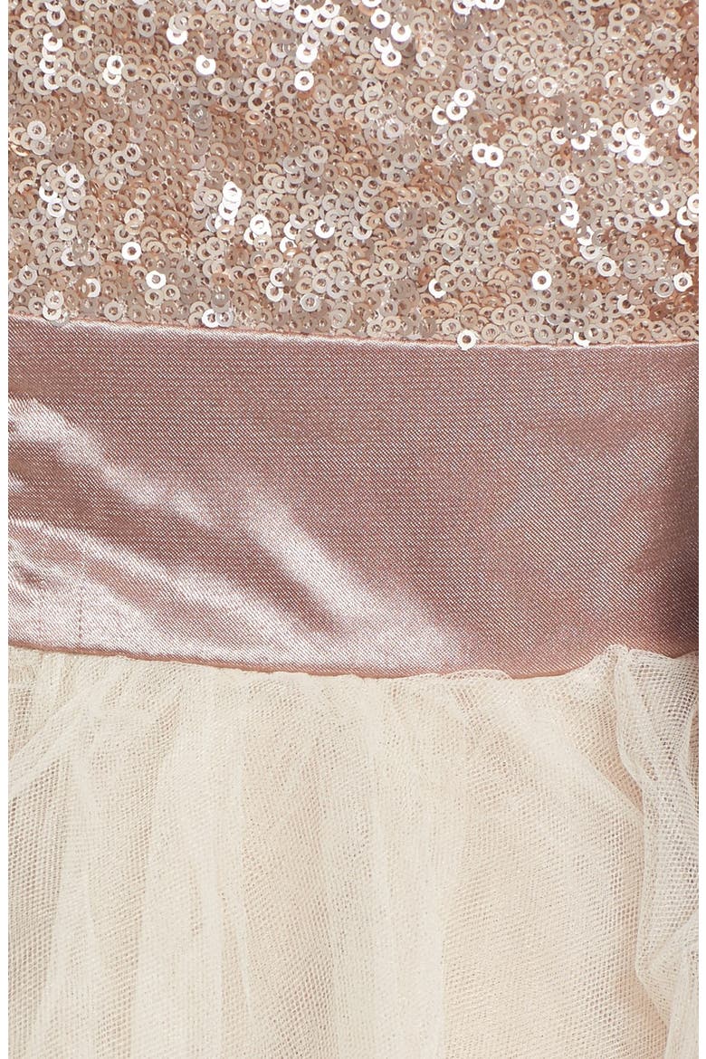 Sequin & Tulle Party Dress, Alternate, color, CHAMPAGNE