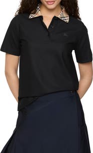 Burberry Check Collar Cotton Polo Shirt