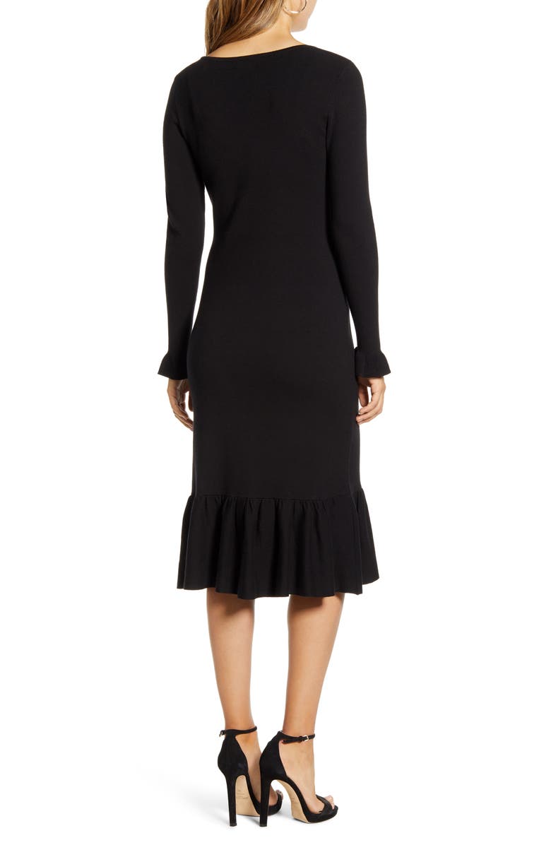 Rachel Parcell Ruffle Trim Sweater Dress, Alternate, color, 