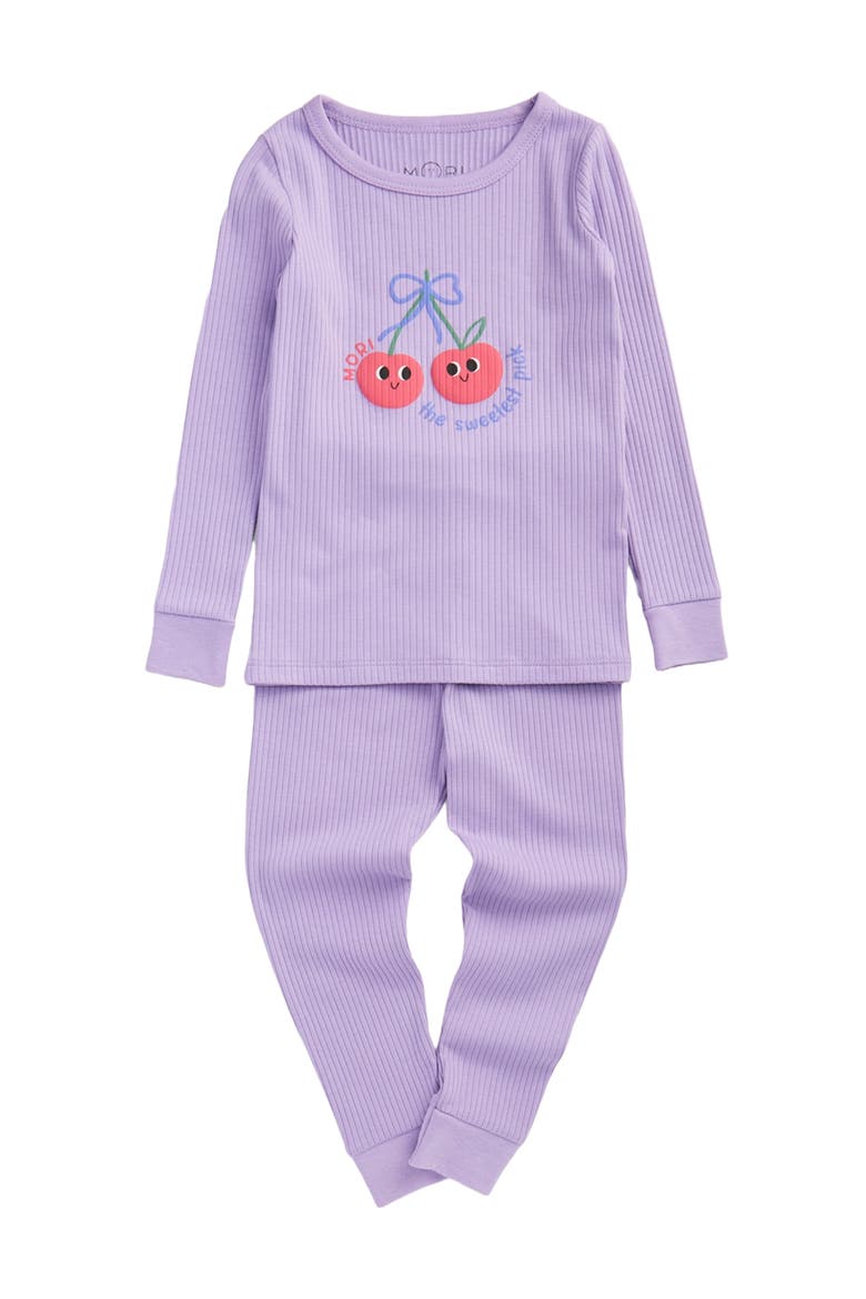 Cherry Placement Ribbed Pyjamas, Main, color, Purple