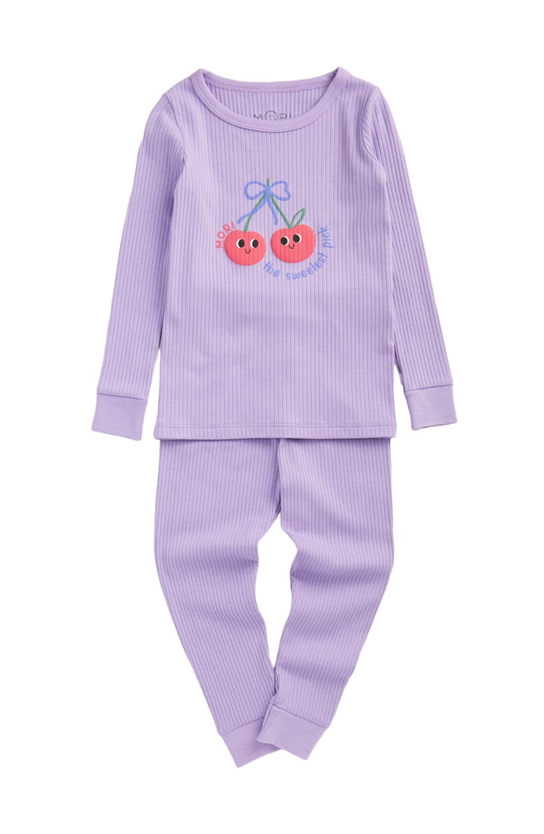 MORI Cherry Placement Ribbed Pyjamas, Main, color, Purple