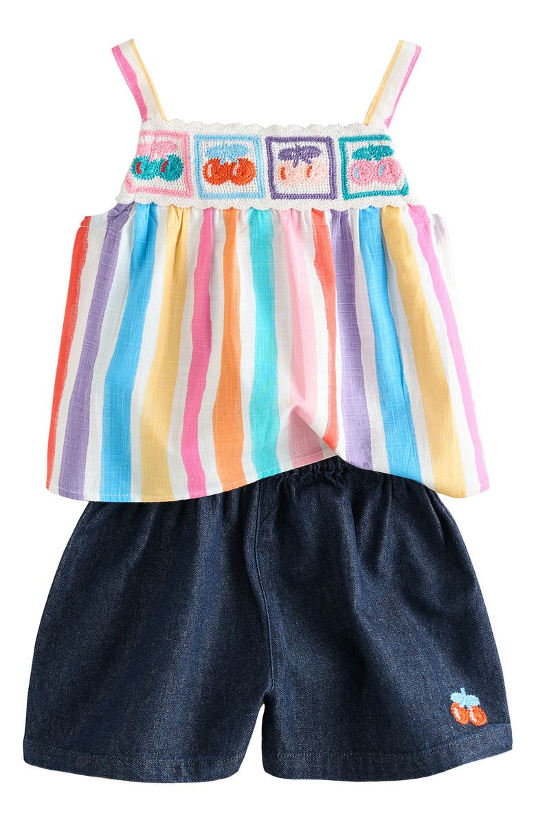 NEXT Kids' Stripe Tank & Denim Shorts Set, Alternate, color, Red/ Blue Multi