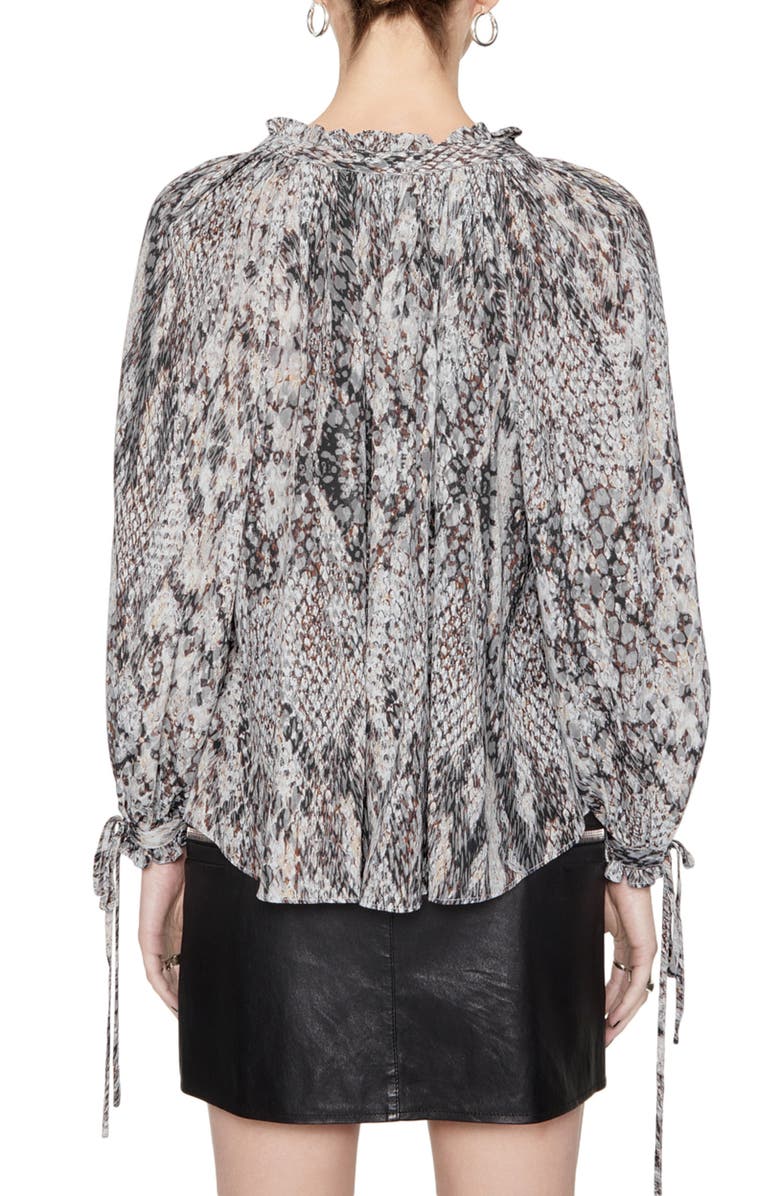 Rebecca Minkoff Rosalie Snakeskin Print Long Sleeve Top, Alternate, color,