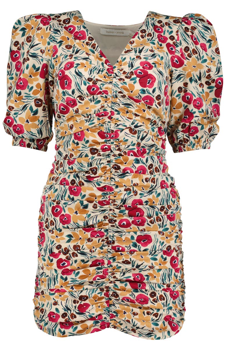 Bishop + Young Carly Ruched Front Dress, Alternate, color, Flora Print