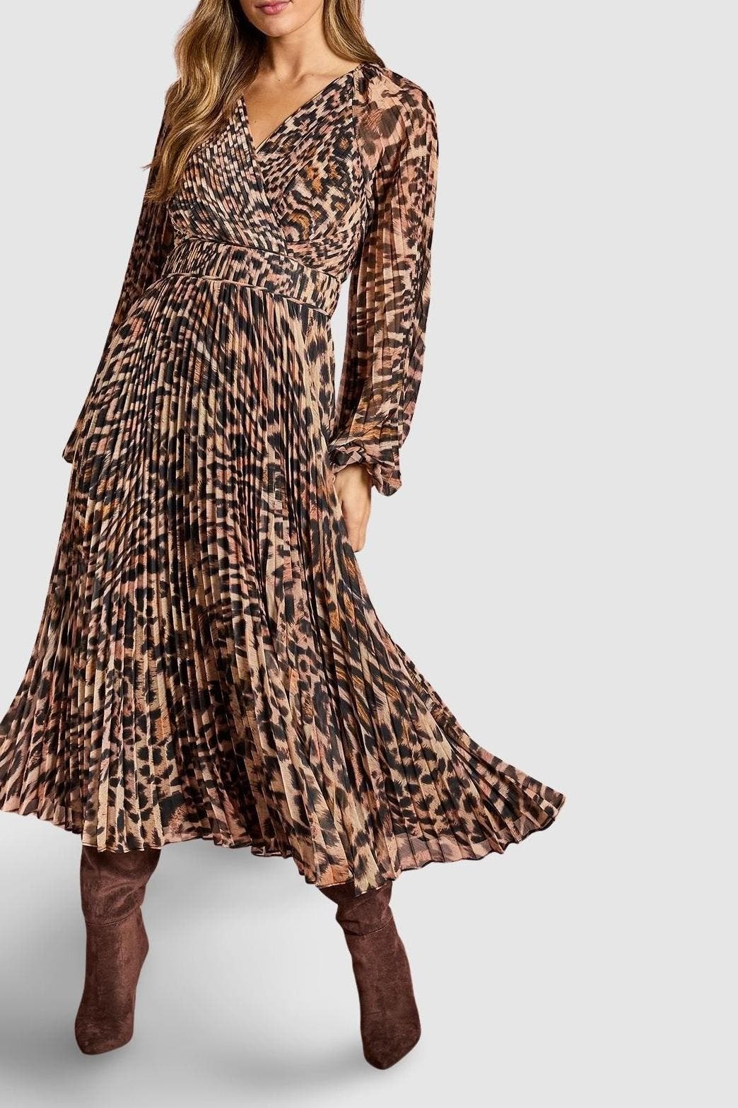 long sleeve chiffon wrap dress Miss Circle Women's Safiya Jacquard Chiffon Long Sleeve Maxi Dress