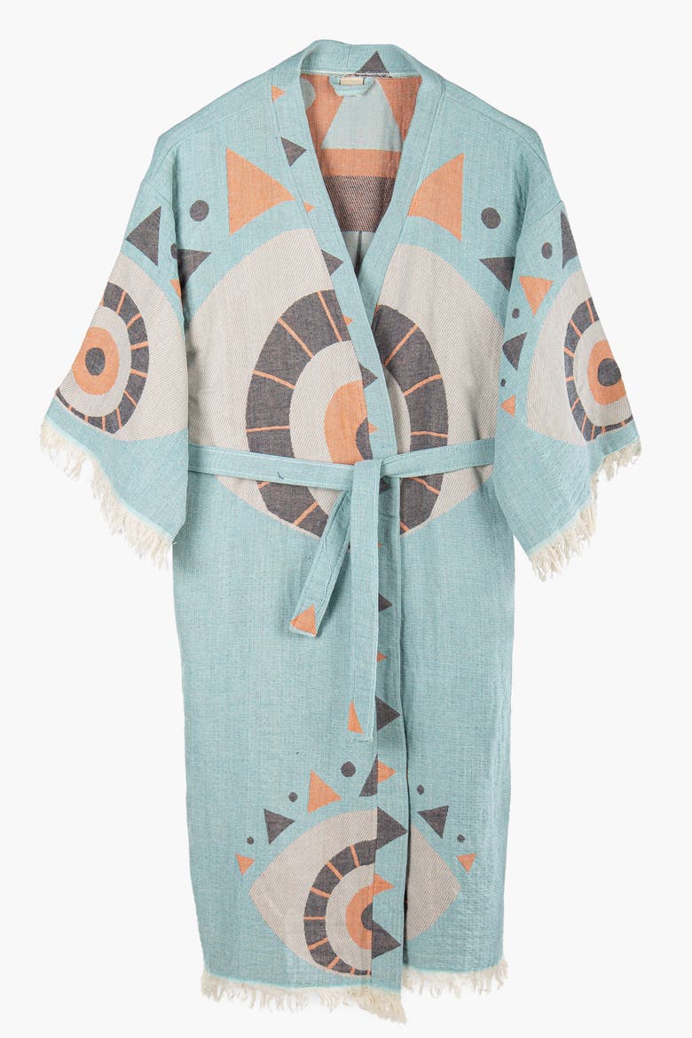 Ciela Handmade Cotton Boho Robe Cover-Up, Main, color, Light Blue