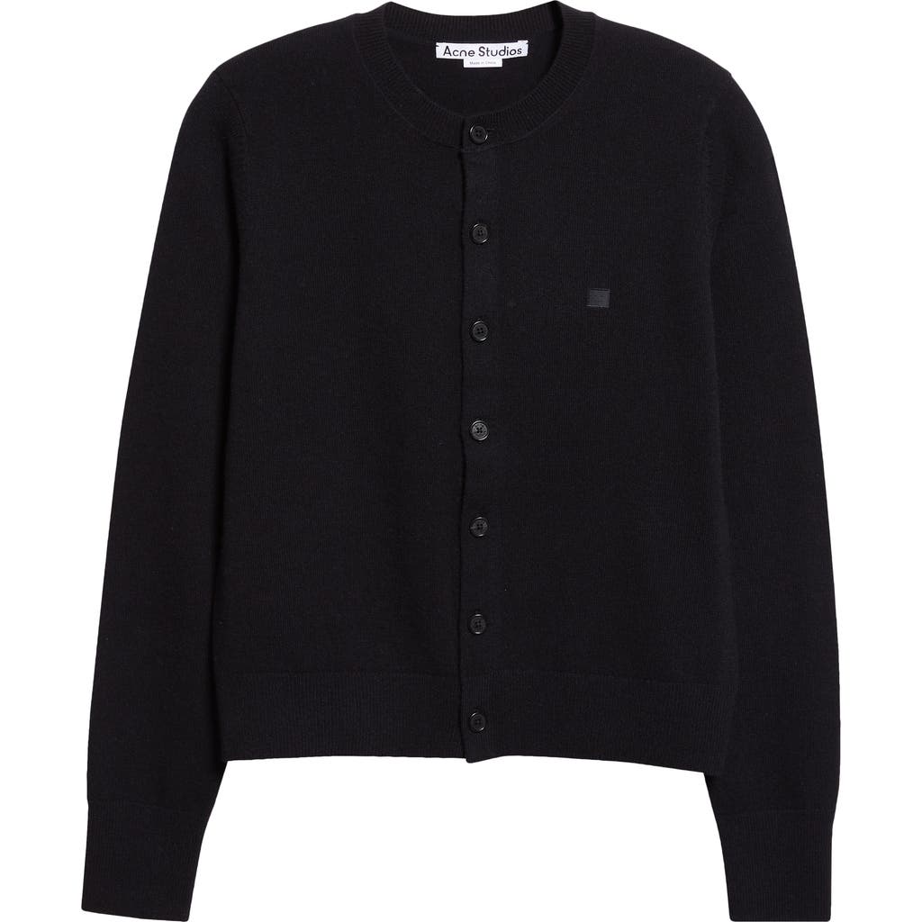 Acne Studios Ribbed Cuffs And Hem Yak Wool Cardigan In White
