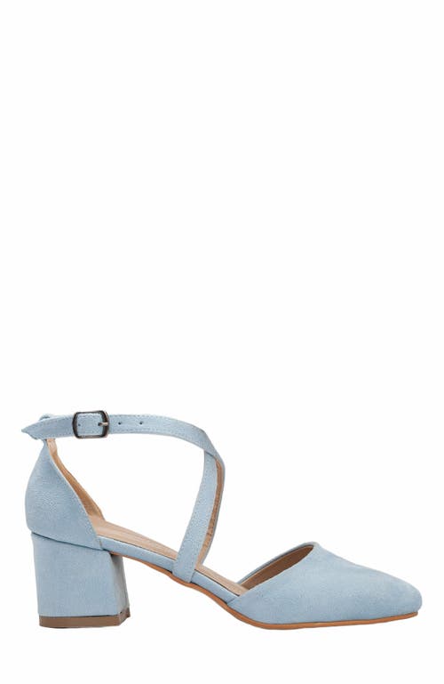 Forever & Always Shoes Dolly Low Block Heel Pumps In Blue