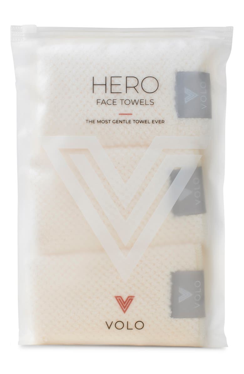 VOLO 3-Pack Hero Face Towels, Alternate, color, Salt White