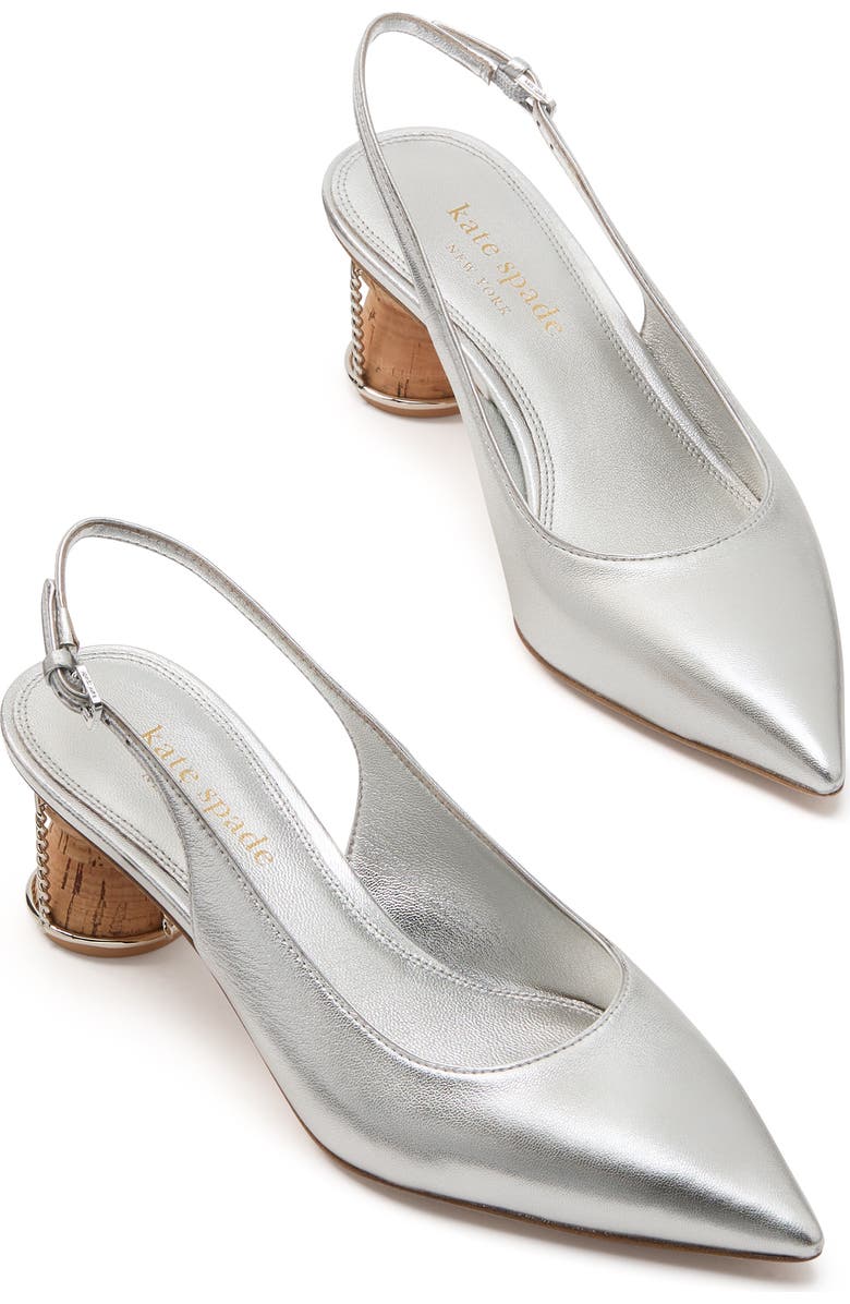 Kate Spade New York soirée pointed toe slingback pump, Alternate, color, Silver